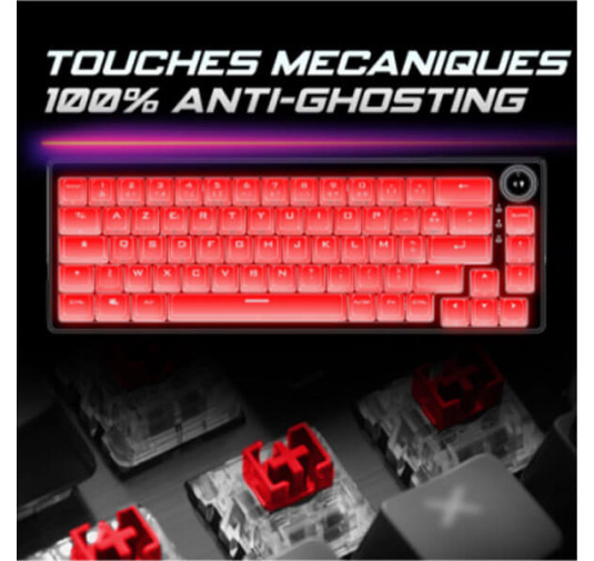 Clavier Gamer Mécanique SOG K600, tri-mode, RGB, Anti-Ghosting, Black