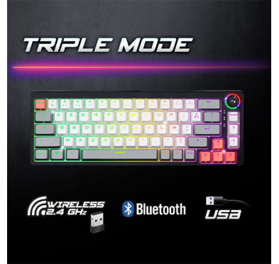 Clavier Gamer Mécanique SOG K600, tri-mode, RGB, Anti-Ghosting, Black