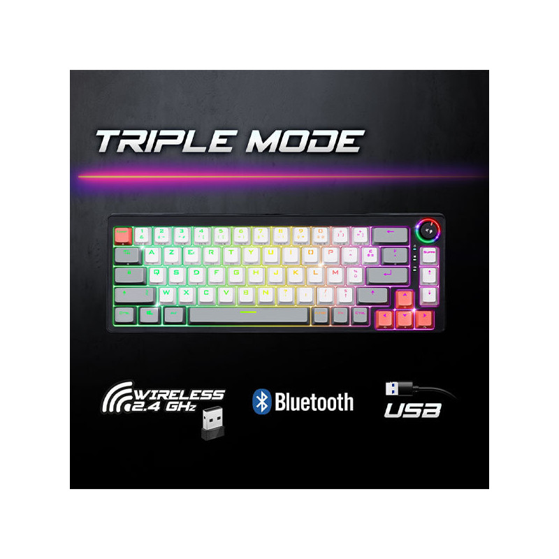 Clavier Gamer Mécanique SOG K600, tri-mode, RGB, Anti-Ghosting, Black