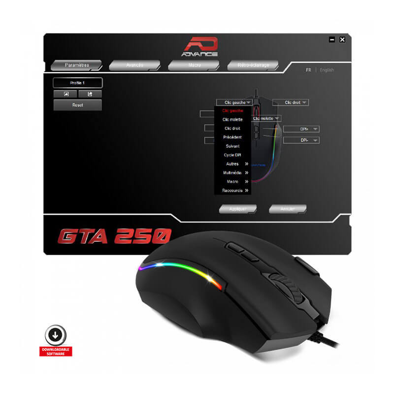 Souris Gamer Advance GTA 250, 8 Boutons (4800 dpi)