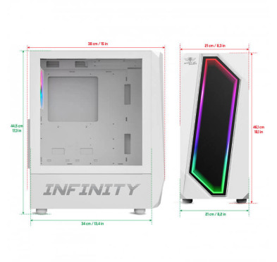 Boitier Spirit of Gamer INFINITY ARTIC, Moyen tour, ATX, Blanc