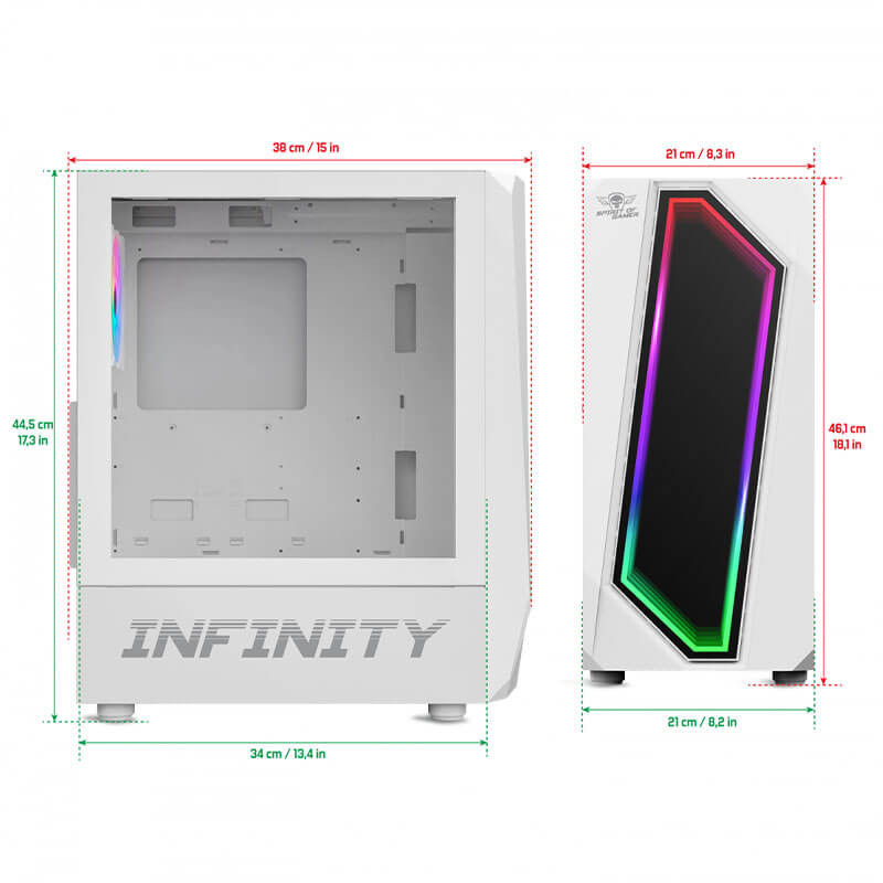 Boitier Spirit of Gamer INFINITY ARTIC, Moyen tour, ATX, Blanc