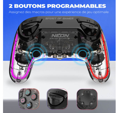 Manette Sans Fil Spirit Of Gamer NEON Bluetooth - RGB 10 modes