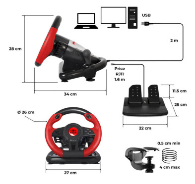 Volant et Pédale de course Spirit of Gamer - Race Wheel Pro 1