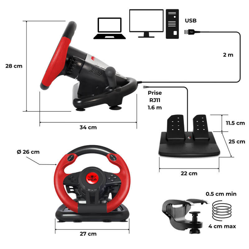 Volant et Pédale de course Spirit of Gamer - Race Wheel Pro 1
