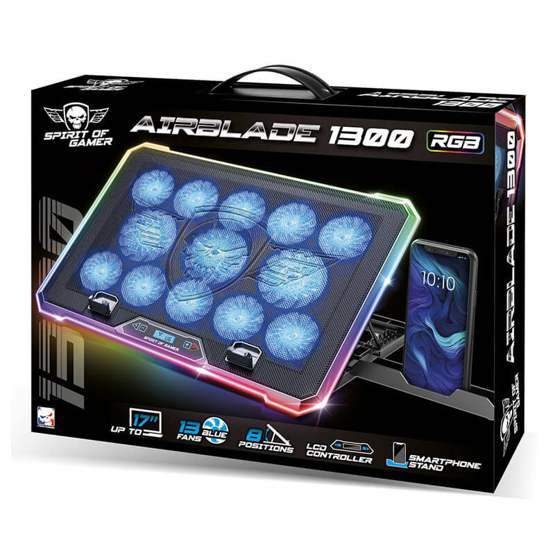 Refroidisseur pour pc portable de 17" - Spirit of Gamer Airblade 1300 RGB Refroidisseur pour pc portable de 17" - Spirit of Gamer Airblade 1300 RGB