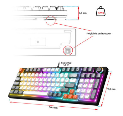 Clavier mécanique spirit of gamer Xpert-K350 Artic