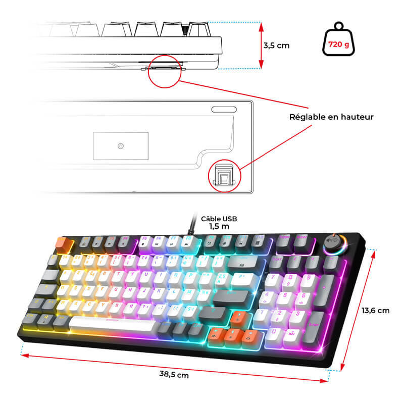 Clavier mécanique spirit of gamer Xpert-K350 Artic Clavier mécanique spirit of gamer Xpert-K350 Artic