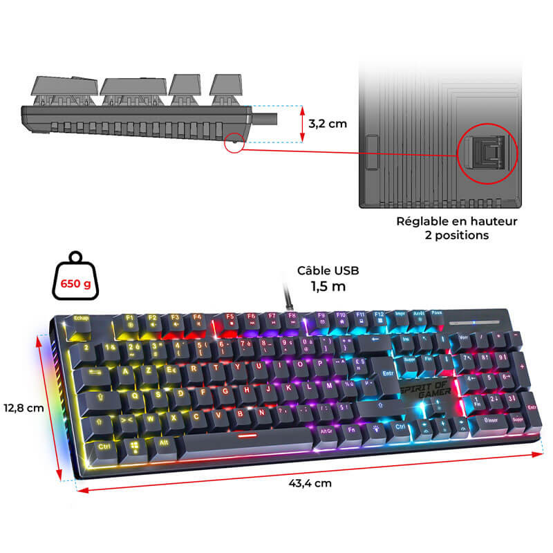 Clavier mécanique spirit of gamer XPERT-K250 - Black