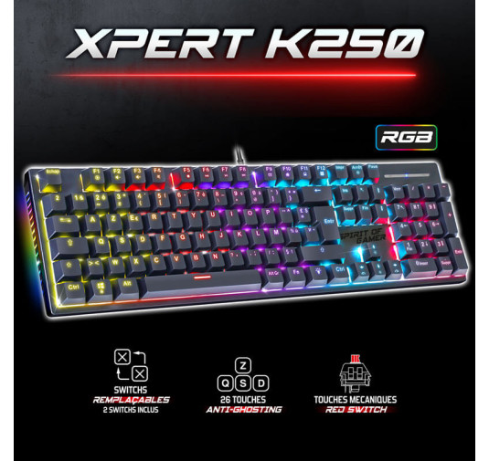 Clavier mécanique spirit of gamer XPERT-K250 - Black