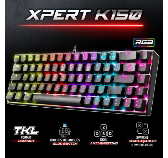Clavier mécanique spirit of gamer XPERT-K150, 100% anti-ghosting