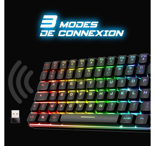 Clavier semi-mécanique sans fil spirit of gamer ELITE-K70 TKL - Noir