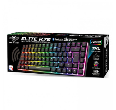 Clavier semi-mécanique sans fil spirit of gamer ELITE-K70 TKL - Noir