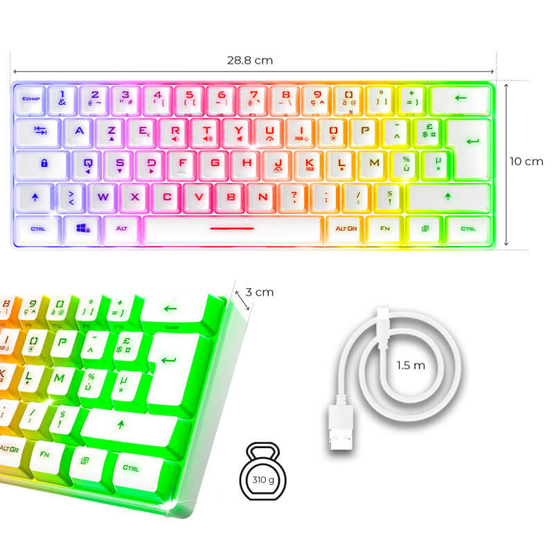 Clavier Gamer semi mécanique spirit of gamer PRO-K2 white - format TKL Clavier Gamer semi mécanique spirit of gamer PRO-K2 white - format TKL