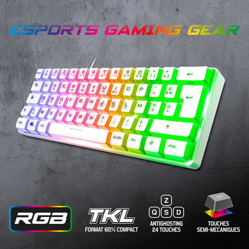 Clavier Gamer semi mécanique spirit of gamer PRO-K2 white - format TKL Clavier Gamer semi mécanique spirit of gamer PRO-K2 white - format TKL