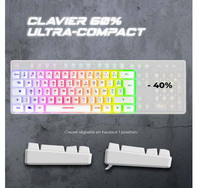 Clavier Gamer semi mécanique spirit of gamer PRO-K2 white - format TKL