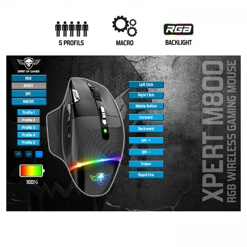 Souris Gamer sans fil Spirit of Gamer XPERT-M800 - 10000 dpi