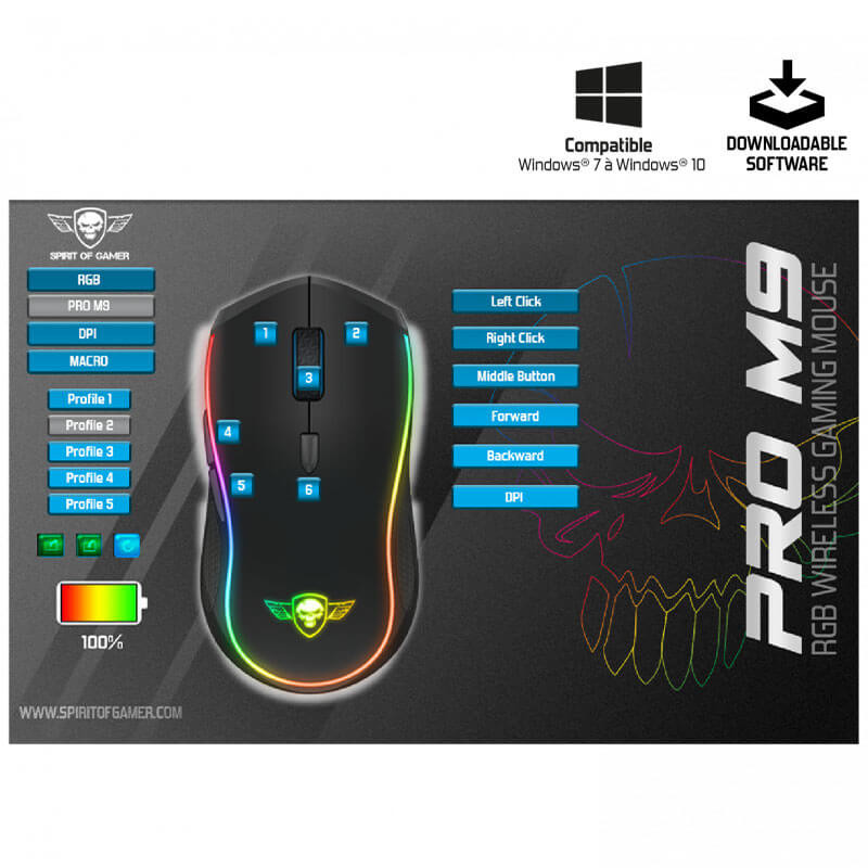 Souris Gamer sans fil Spirit of Gamer PRO-M9 (4200 dpi) Souris Gamer sans fil Spirit of Gamer PRO-M9 (4200 dpi)