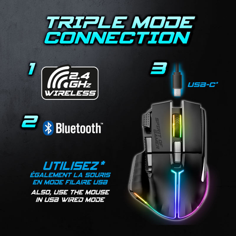Souris Gamer sans fil Spirit of Gamer PRO M5 DARK (8000 dpi)