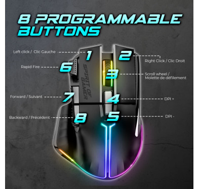 Souris Gamer sans fil Spirit of Gamer PRO M5 DARK (8000 dpi)