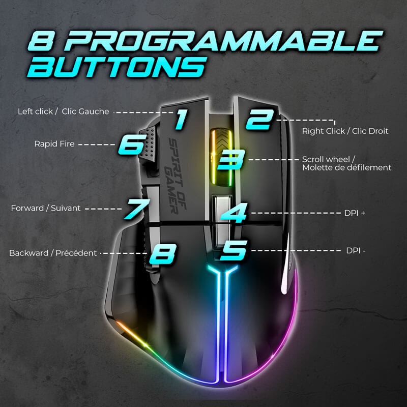 Souris Gamer sans fil Spirit of Gamer PRO M5 DARK (8000 dpi)