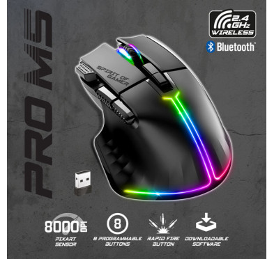 Souris Gamer sans fil Spirit of Gamer PRO M5 DARK (8000 dpi)