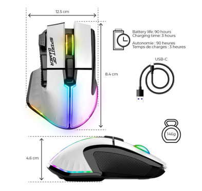 Souris Gamer sans fil Spirit of Gamer PRO M5 ARTIC (8000 dpi)