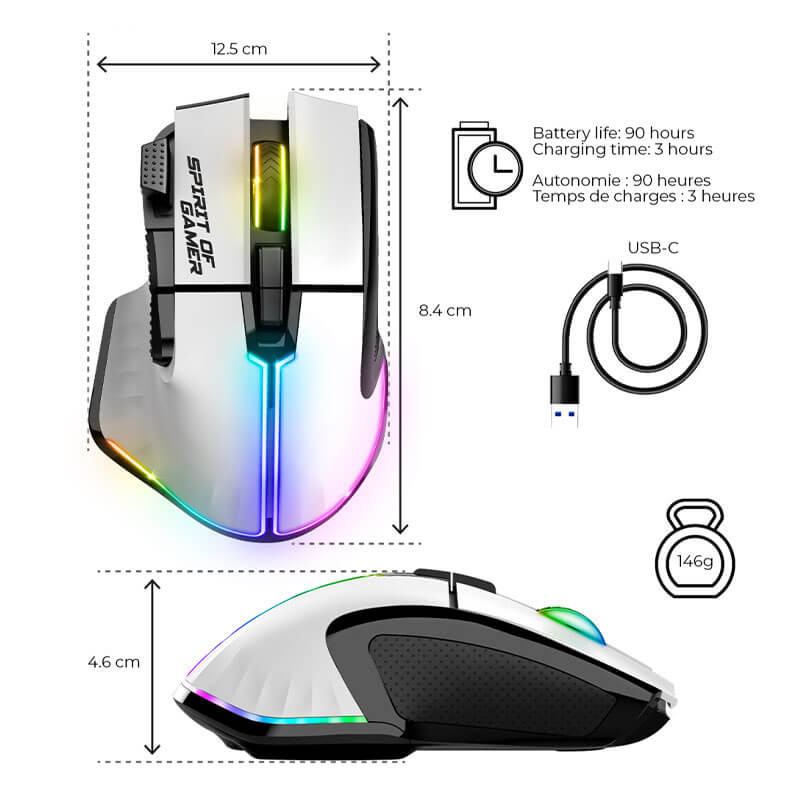 Souris Gamer sans fil Spirit of Gamer PRO M5 ARTIC (8000 dpi) Souris Gamer sans fil Spirit of Gamer PRO M5 ARTIC (8000 dpi)