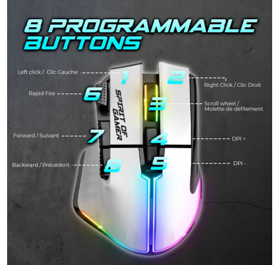 Souris Gamer sans fil Spirit of Gamer PRO M5 ARTIC (8000 dpi)