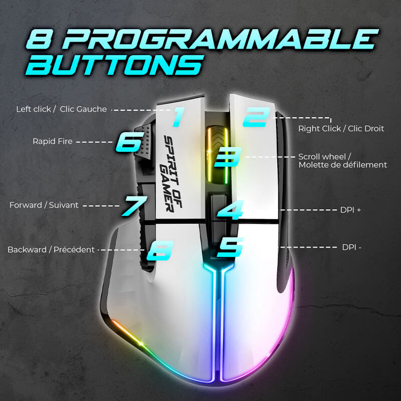 Souris Gamer sans fil Spirit of Gamer PRO M5 ARTIC (8000 dpi) Souris Gamer sans fil Spirit of Gamer PRO M5 ARTIC (8000 dpi)