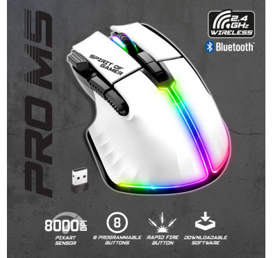 Souris Gamer sans fil Spirit of Gamer PRO M5 ARTIC (8000 dpi)