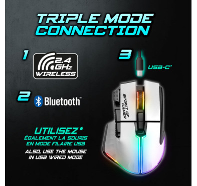 Souris Gamer sans fil Spirit of Gamer PRO M5 ARTIC (8000 dpi)