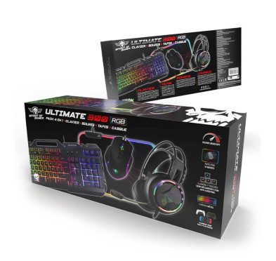PACK Gaming 4EN1 - SPIRIT OF GAMER ULTIMATE 300 : Clavier Gamer, Casque, Souris & Tapis