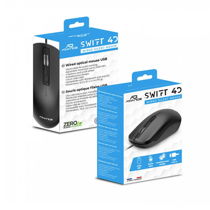 Souris filaire Advance SWIFT 4D - 2400 dpi - Black Souris filaire Advance SWIFT 4D - 2400 dpi - Black