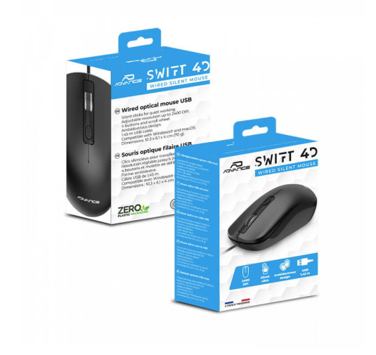 Souris filaire Advance SWIFT 4D - 2400 dpi - Black
