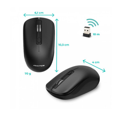 Souris sans Fil Advance SWIFT 4D - 1600 dpi - Black