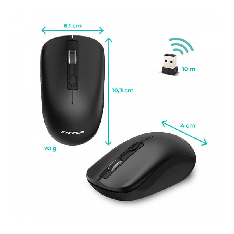 Souris sans Fil Advance SWIFT 4D - 1600 dpi - Black Souris sans Fil Advance SWIFT 4D - 1600 dpi - Black