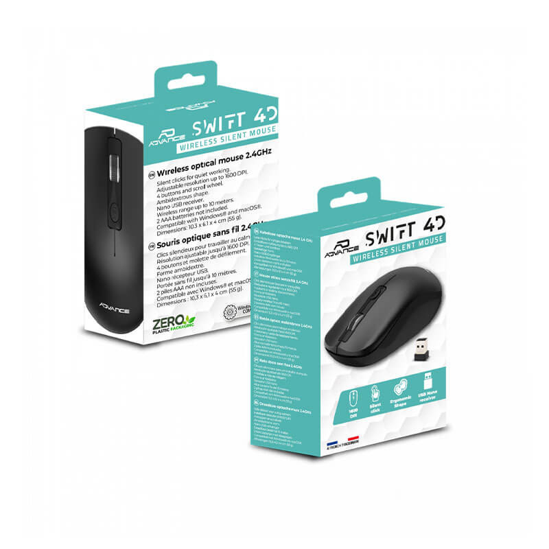Souris sans Fil Advance SWIFT 4D - 1600 dpi - Black Souris sans Fil Advance SWIFT 4D - 1600 dpi - Black