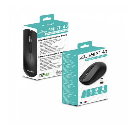 Souris sans Fil Advance SWIFT 4D - 1600 dpi - Black