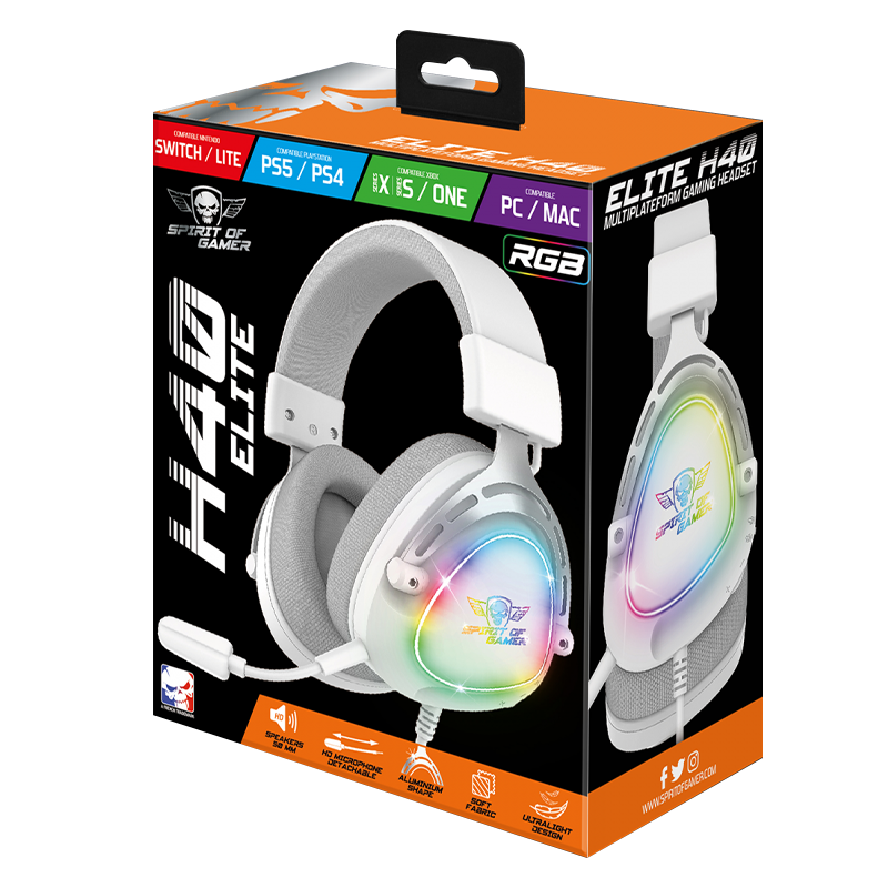 Casque micro Gamer Spirit of Gamer ELITE H40 ARTIC - RGB Casque micro Gamer Spirit of Gamer ELITE H40 ARTIC - RGB