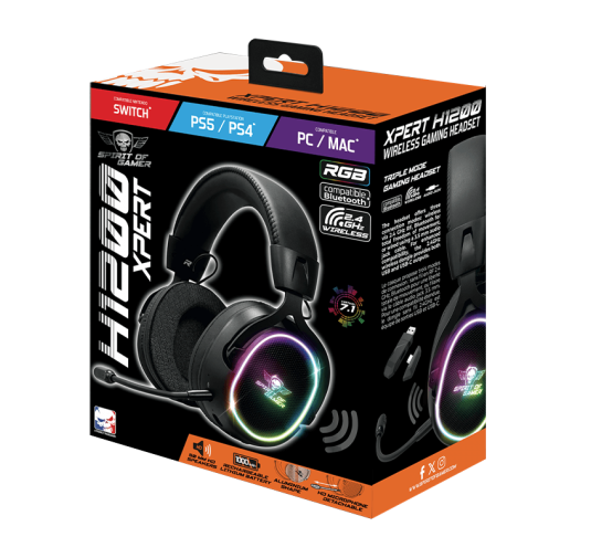Casque micro Gamer Sans Fil - Spirit of Gamer XPERT H1200 - RGB