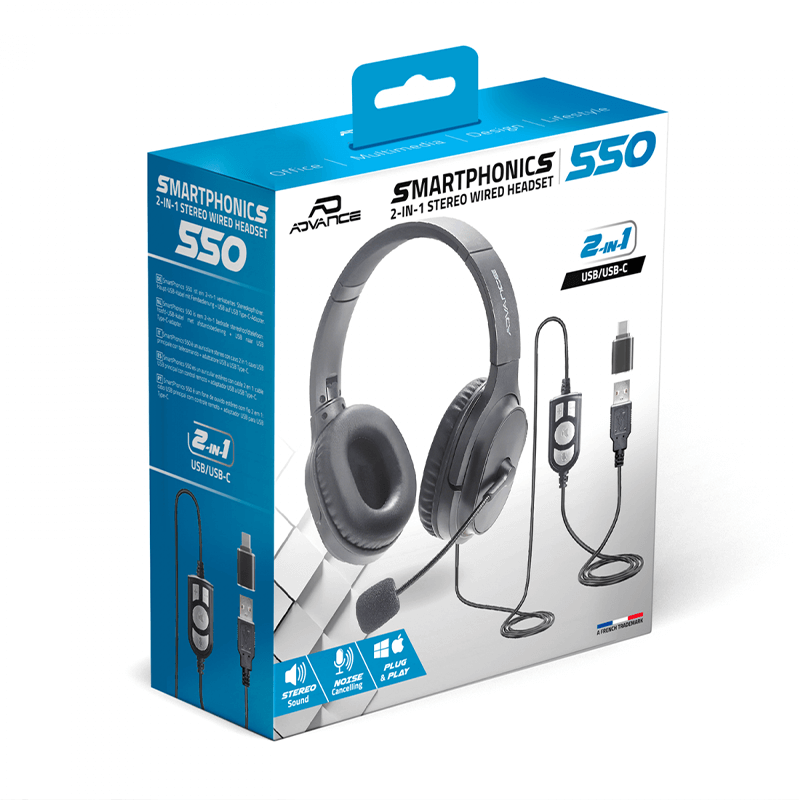 Casque micro Filaire - Advance SMARTPHONICS 550 - Black Casque micro Filaire - Advance SMARTPHONICS 550 - Black