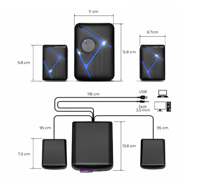 Speaker Bluetooth - Advance Soundphonic 11W RMS - RGB