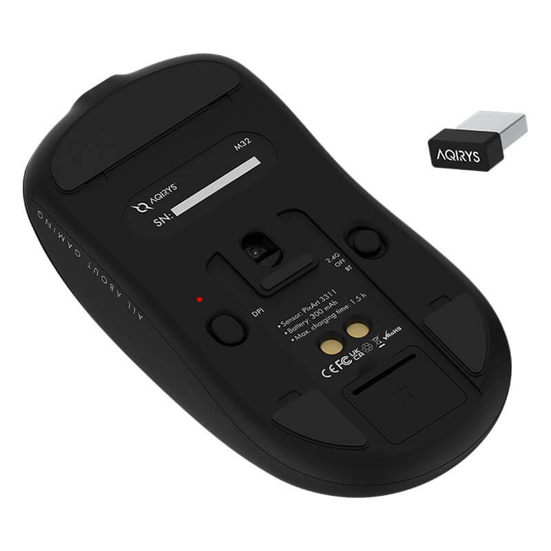 Souris Gamer sans fil, Aqirys M32, 5 boutons, 12000 DPI Souris Gamer sans fil, Aqirys M32, 5 boutons, 12000 DPI