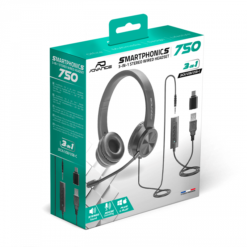 Casque micro Filaire 3en1 - Advance SMARTPHONICS 750 Casque micro Filaire 3en1 - Advance SMARTPHONICS 750