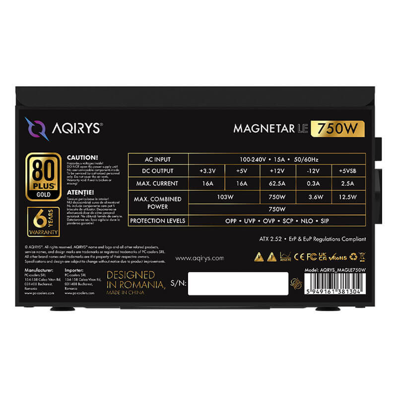 bloc d'alimentation AQIRYS MAGNETAR LE 750W - Black bloc d'alimentation AQIRYS MAGNETAR LE 750W - Black