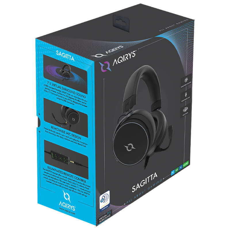 Micro Casque Gamer Aqirys SAGITTA Surround 7.1, Deep-Bass - Black