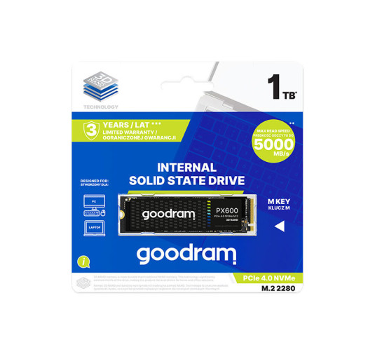Disque Dur SSD Goodram PX600, PCIe gen 4 x4 NVMe - 1 To