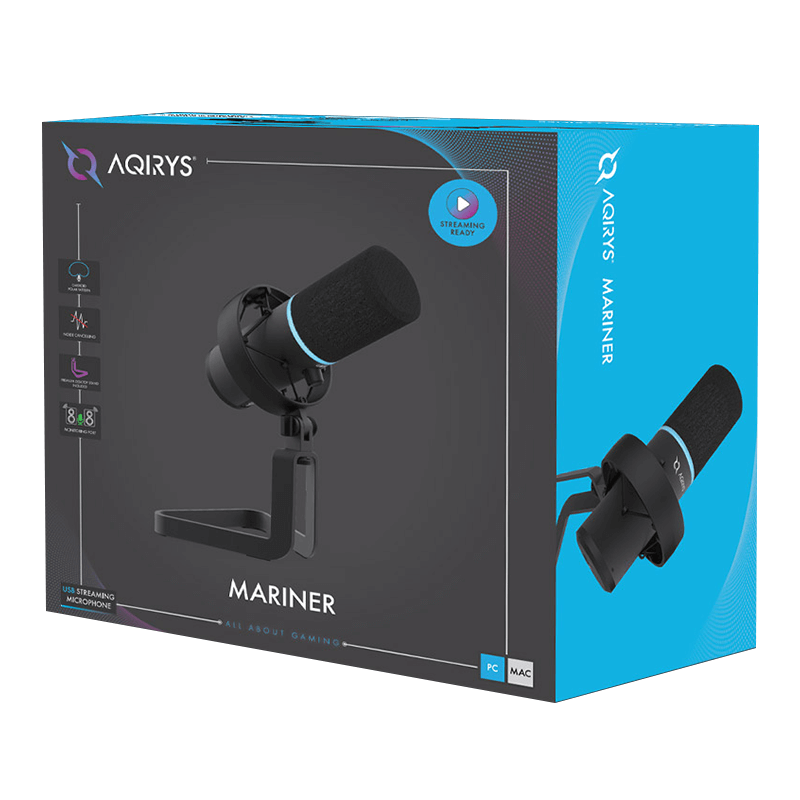 Microphone AQIRYS MARINER, Condensateur à clectret - Black RGB