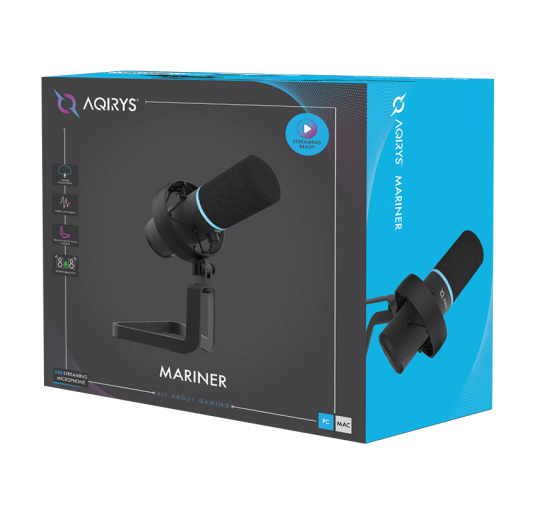 Microphone AQIRYS MARINER, Condensateur à clectret - Black RGB
